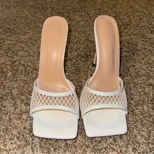 Elegant White Mesh Women's Heels